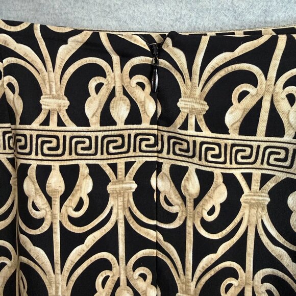 Vintage Talbots 16 100% Silk Midi Skirt Black Beige Geometric 35 x 36 Lined - Picture 3 of 10